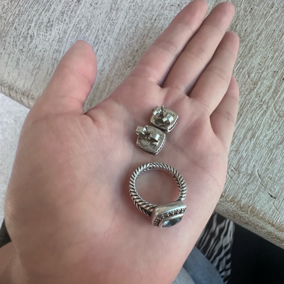 David Yurman Blue Topaz Earrings and Ring Set - Picture 3 of 6